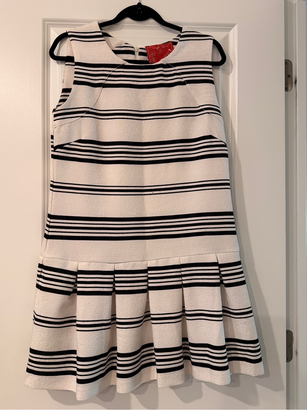 Source Unknown White Dress with Black Stripes